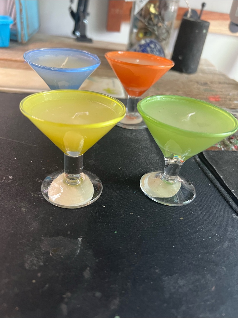 Colorful Martini Glass Candles - Yellow, Green, Blue, Orange